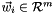 $ \vec{w}_i \in \mathcal{R}^m $